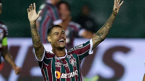 Luan Freitas of Fluminense celebrates with teammates after scoring the second goal of their team during a Campeonato Carioca 2024 match between Fluminense and Nova Iguaçu at Luso Brasileiro Stadium on January 28, 2024 in Rio de Janeiro, Brazil. (Photo by Buda Mendes/Getty Images)