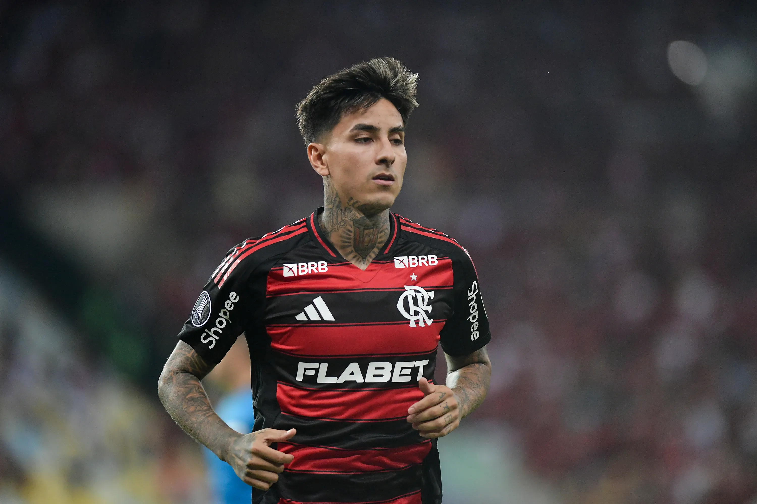 Pulgar jogador do Flamengo durante partida contra o Cordoba no estadio Maracana pelo campeonato Copa Libertadores 2025. Foto: Thiago Ribeiro/AGIF