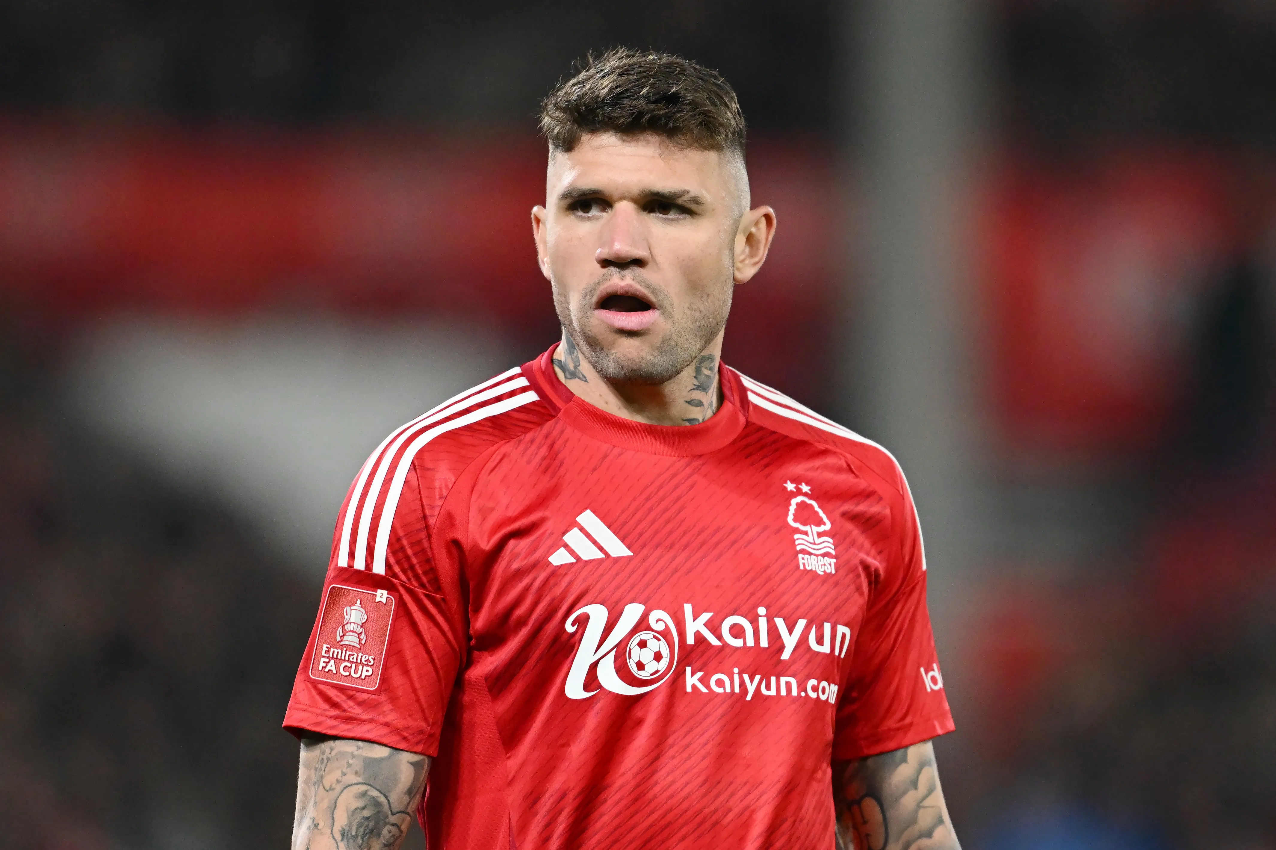 NOTTINGHAM, ENGLAND – MARCH 03: Morato of Forest looks on during the Emirates FA Cup Fifth Round match between Nottingham Forest and Ipswich Town at City Ground on March 03, 2025 in Nottingham, England. (Photo by Michael Regan/Getty Images)