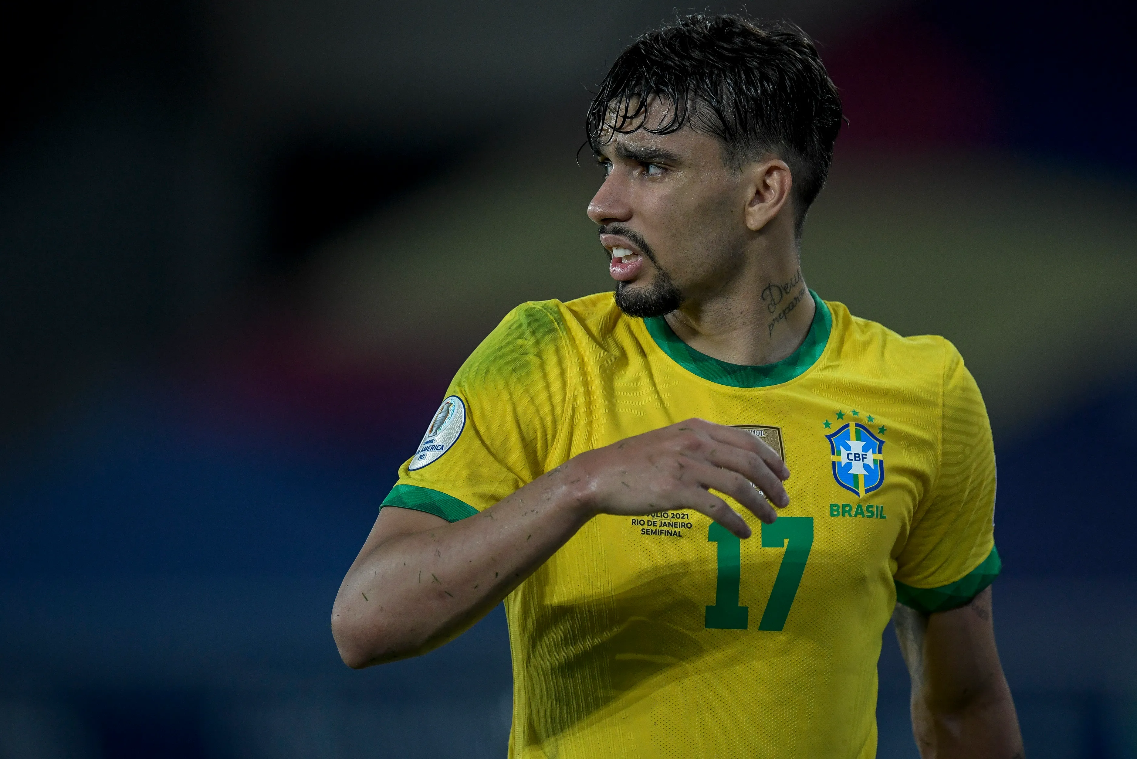 RJ – Rio de Janeiro – 05/07/2021 – COPA AMERICA 2021, BRASIL X PERU – Lucas Paqueta jogador do Brasil durante partida contra o Peru no estadio Engenhao pelo campeonato Copa America 2021. Foto: Jorge Rodrigues/AGIF