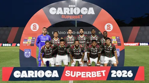 Jogadores do Fluminense posam para foto antes na partida contra Madureira no estadio Luso Brasileiro pelo campeonato Carioca 2026. Foto: Thiago Ribeiro/AGIF