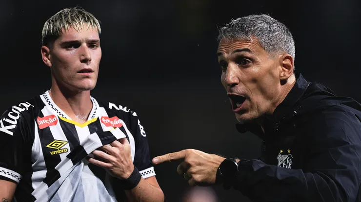 Rollheiser e Vojvoda durante Palmeiras x Santos. Foto: Ettore Chiereguini/AGIF