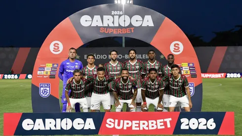 Jogadores do Fluminense posam para foto antes na partida contra Madureira no estadio Luso Brasileiro pelo campeonato Carioca 2026. Foto: Thiago Ribeiro/AGIF
