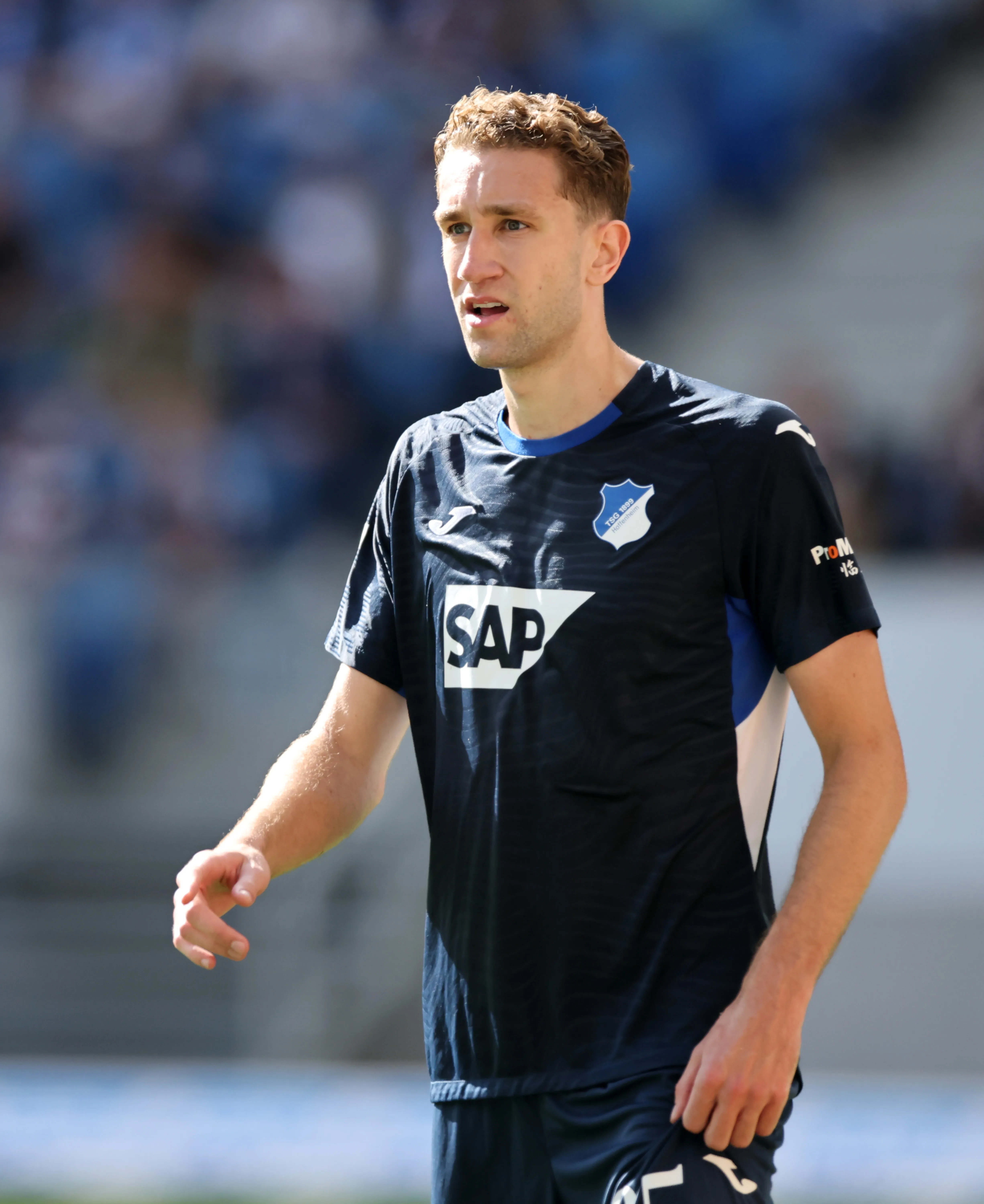 SINSHEIM, GERMANY – AUGUST 30: Arthur Chaves of TSG 1899 Hoffenheim reacts during the Bundesliga match between TSG Hoffenheim and Eintracht Frankfurt at PreZero-Arena on August 30, 2025 in Sinsheim, Germany. (Photo by Alex Grimm/Getty Images)