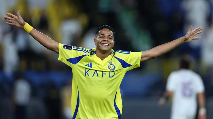 Wesley of Al-Nassr celebrates scoring their fourth goal during the AFC Champions League Elite match between Al-Nassr FC and Al Ain FC at Al-Awaal Park on November 05, 2024 in Riyadh, Saudi Arabia. (Photo by Abdullah Ahmed/Getty Images)