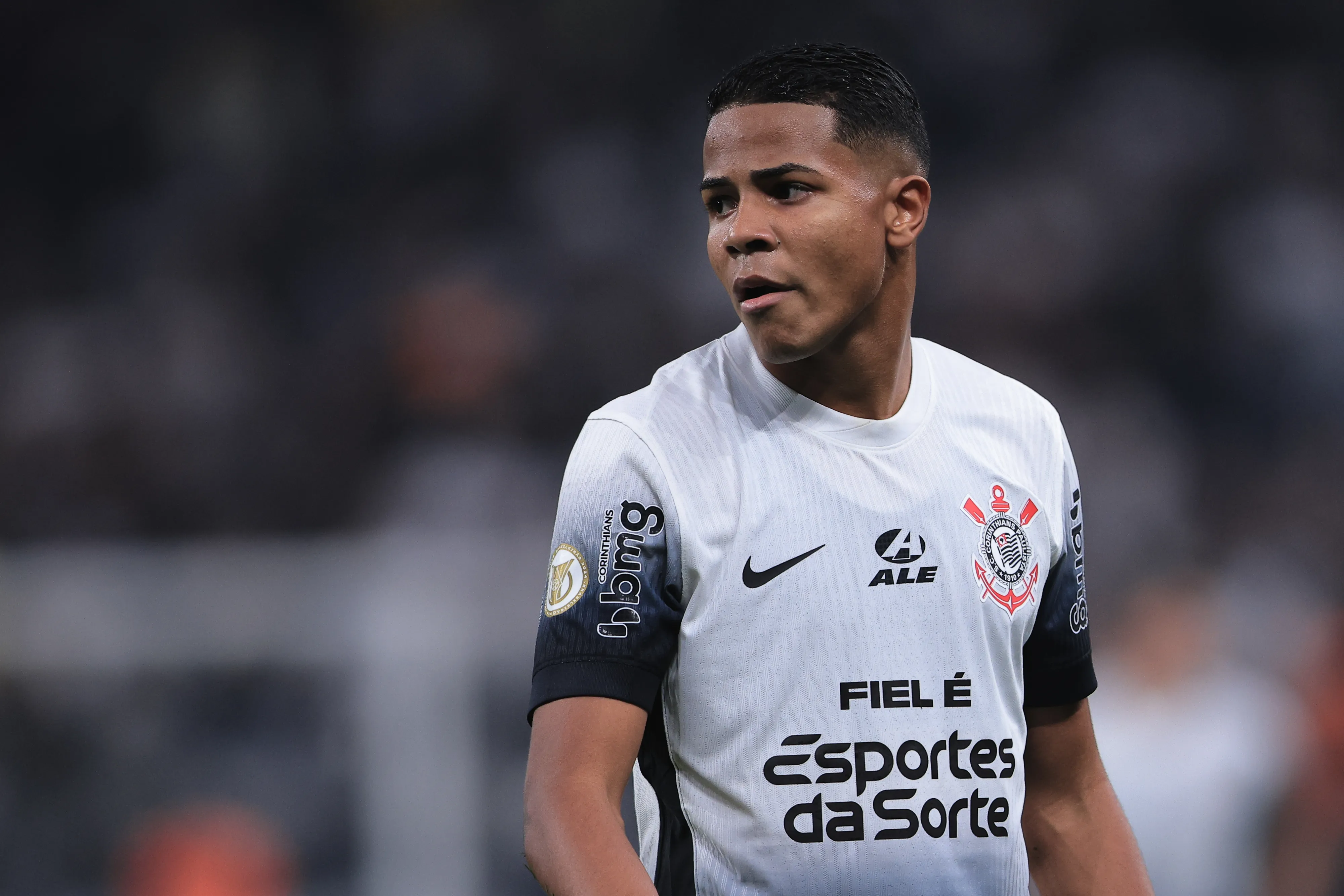 Wesley jogador do Corinthians durante partida contra o Gremio no estadio Arena Corinthians pelo campeonato Brasileiro A 2024. Foto: Ettore Chiereguini/AGIF