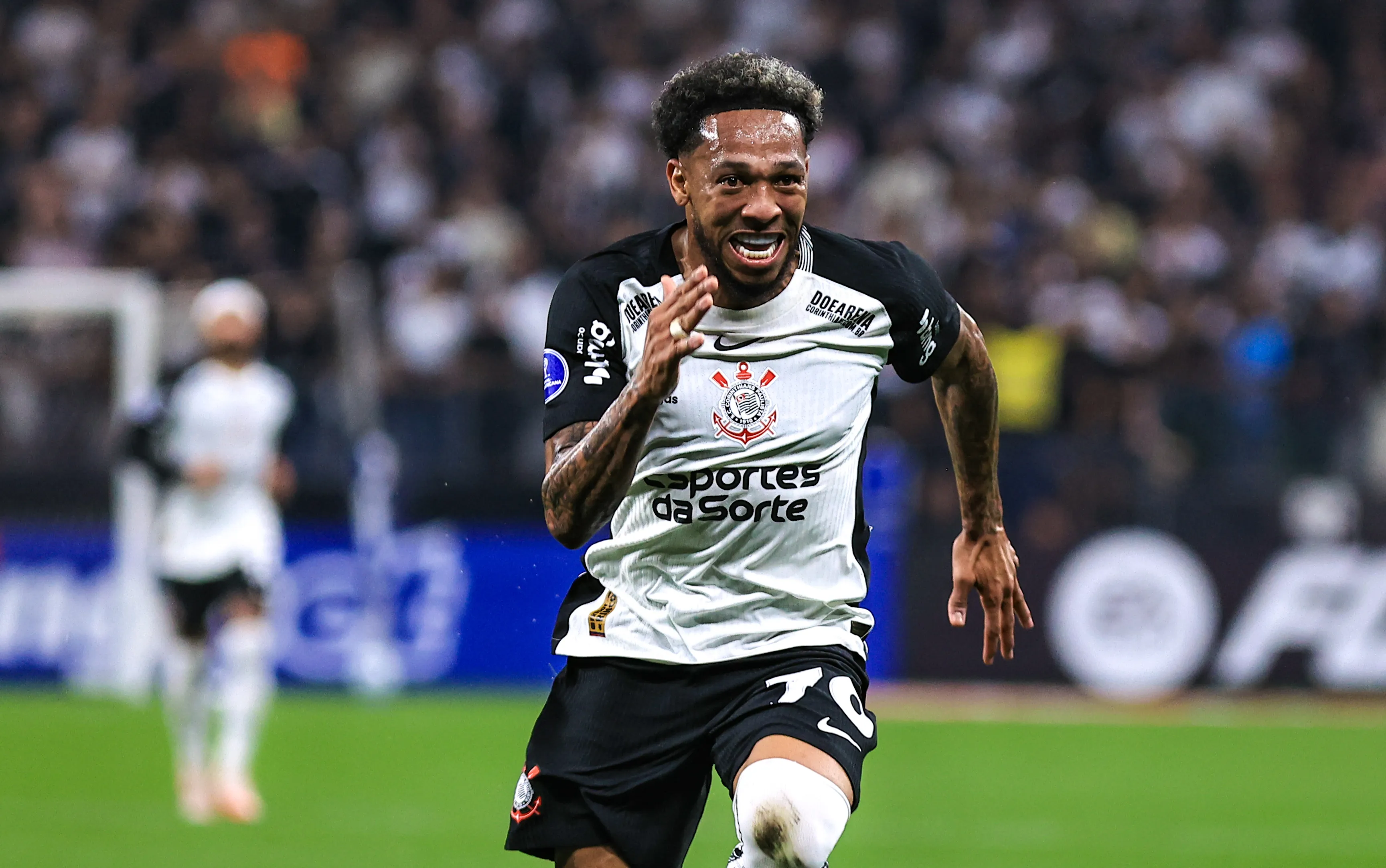 Jose Martinez jogador do Corinthians durante partida contra o America de Cali no estadio Arena Corinthians pelo campeonato Copa Sul-americana 2025. Foto: Fabio Giannelli/AGIF