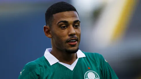 Riquelme Fillipi jogador do Palmeiras comemora seu gol durante partida contra o Nautico-RR no estadio Arena Barueri pelo campeonato Copa Sao Paulo 2025. 
