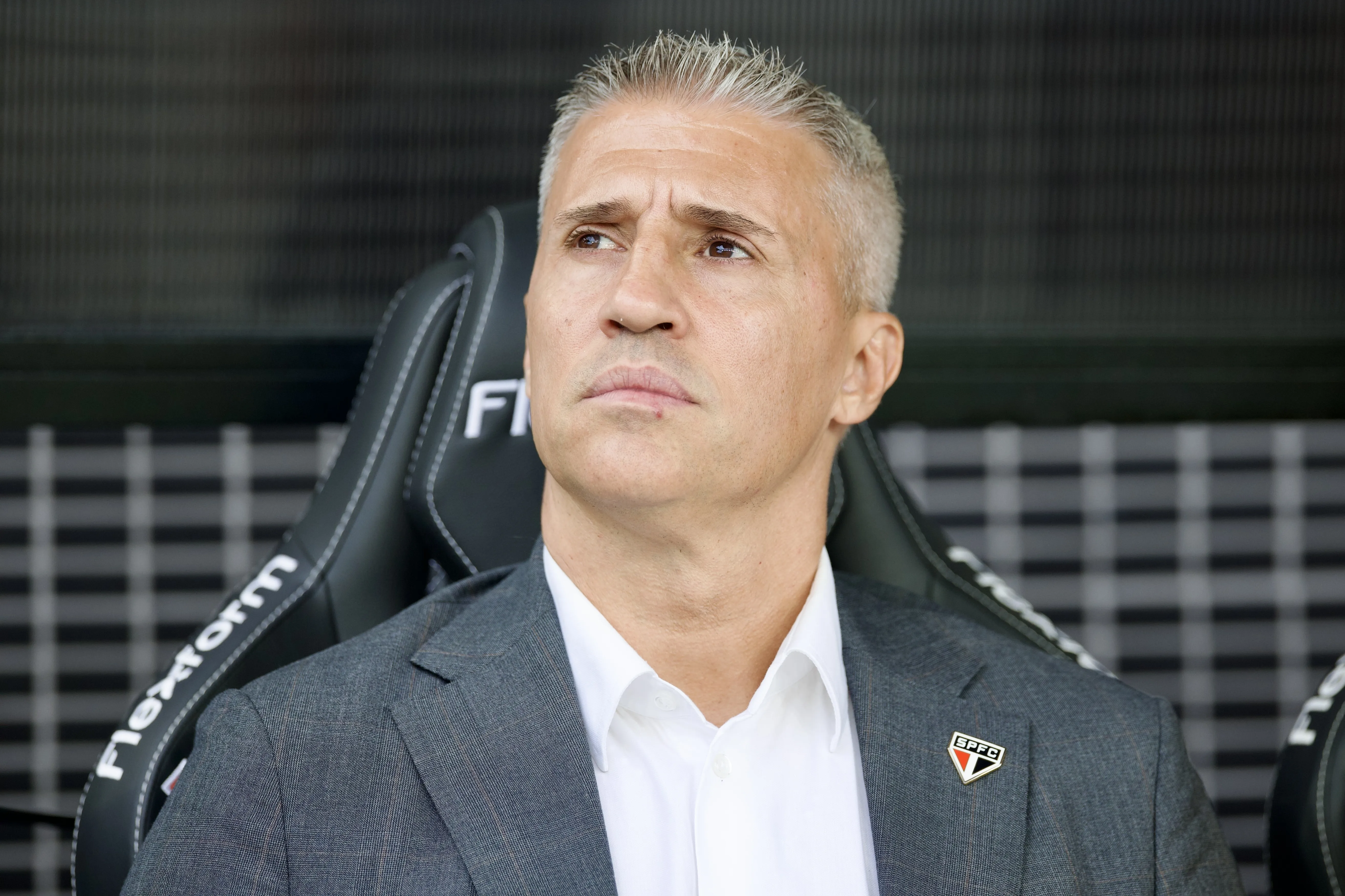 Crespo durante partida contra o Corinthians no Campeonato Paulista de 2026. Foto: Marcello Zambrana/AGIF