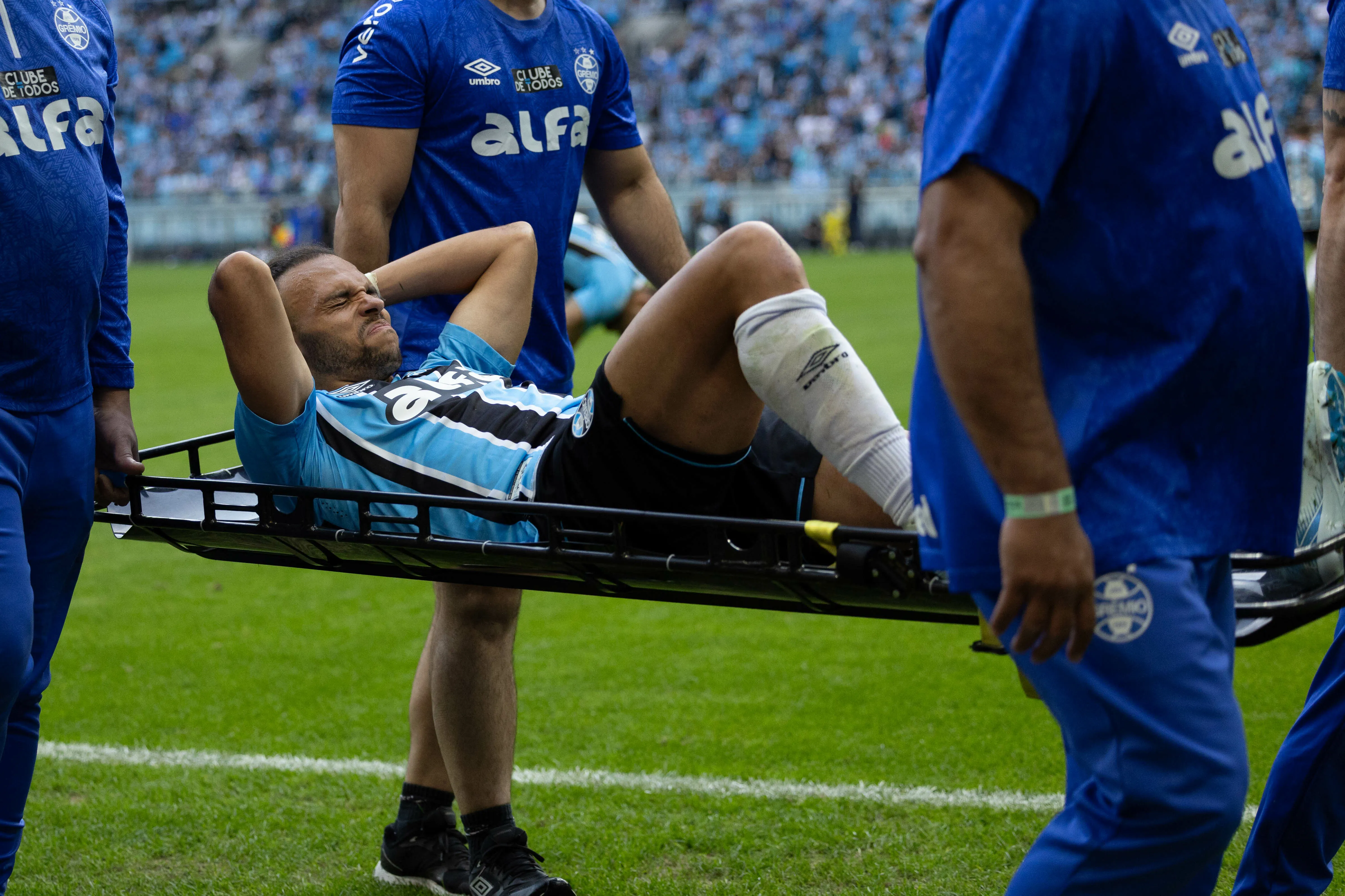 Martin Braithwaite jogador do Gremio durante partida contra o Mirassol no estadio Arena do Gremio pelo campeonato Brasileiro A 2025. Foto: Liamara Polli/AGIF