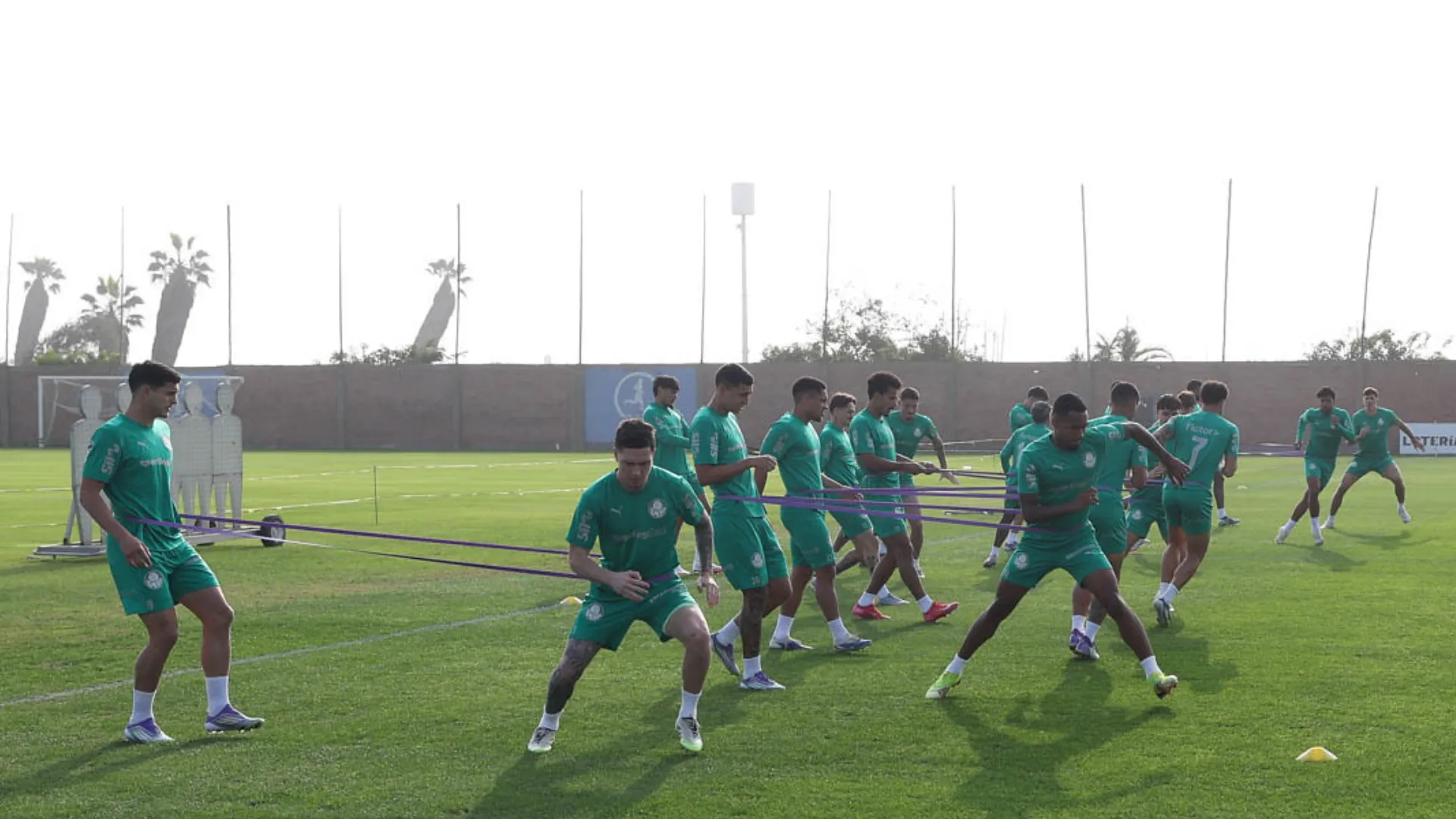 Elenco do Palmeiras durante sessão de treinamento. Foto: Cesar Greco/Palmeiras