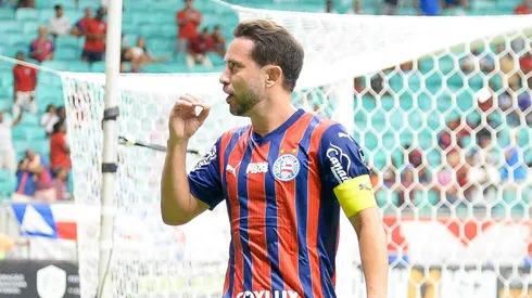 Everton Ribeiro jogador do Bahia comemora seu gol durante partida contra o Barcelona no estadio Arena Fonte Nova pelo campeonato Baiano 2026. Foto: Jhony Pinho/AGIF