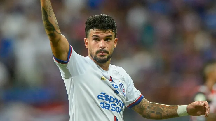 Cauly jogador do Bahia durante partida contra o São Paulo no estádio Fonte Nova pelo campeonato Brasileiro A 2024. Foto: Jhony Pinho/AGIF