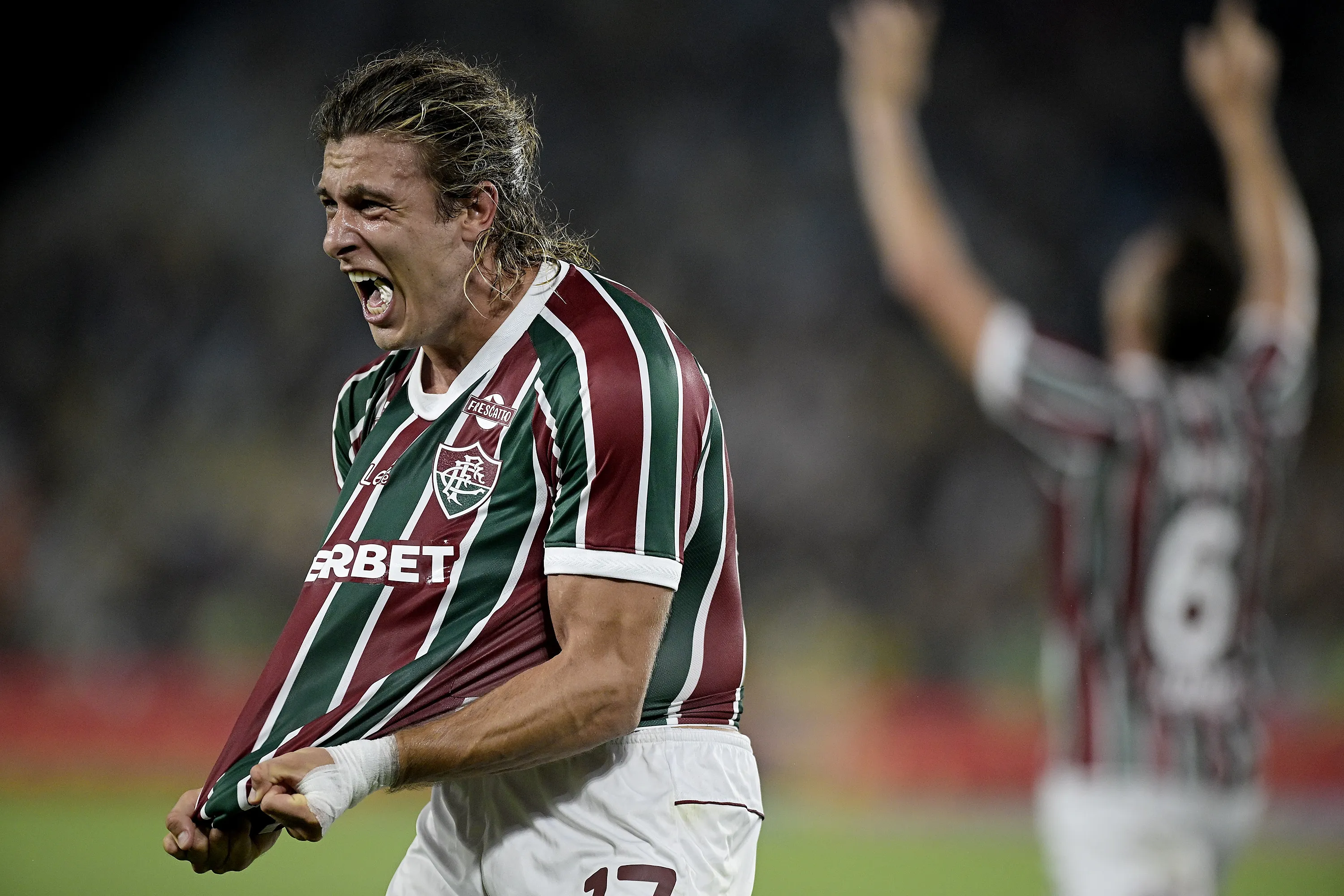 Canobbio jogador do Fluminense comemora gol contra do Vasco durante partida contra o Vasco no estadio Maracana pelo campeonato Copa Do Brasil 2025. Foto: Alexandre Loureiro/AGIF