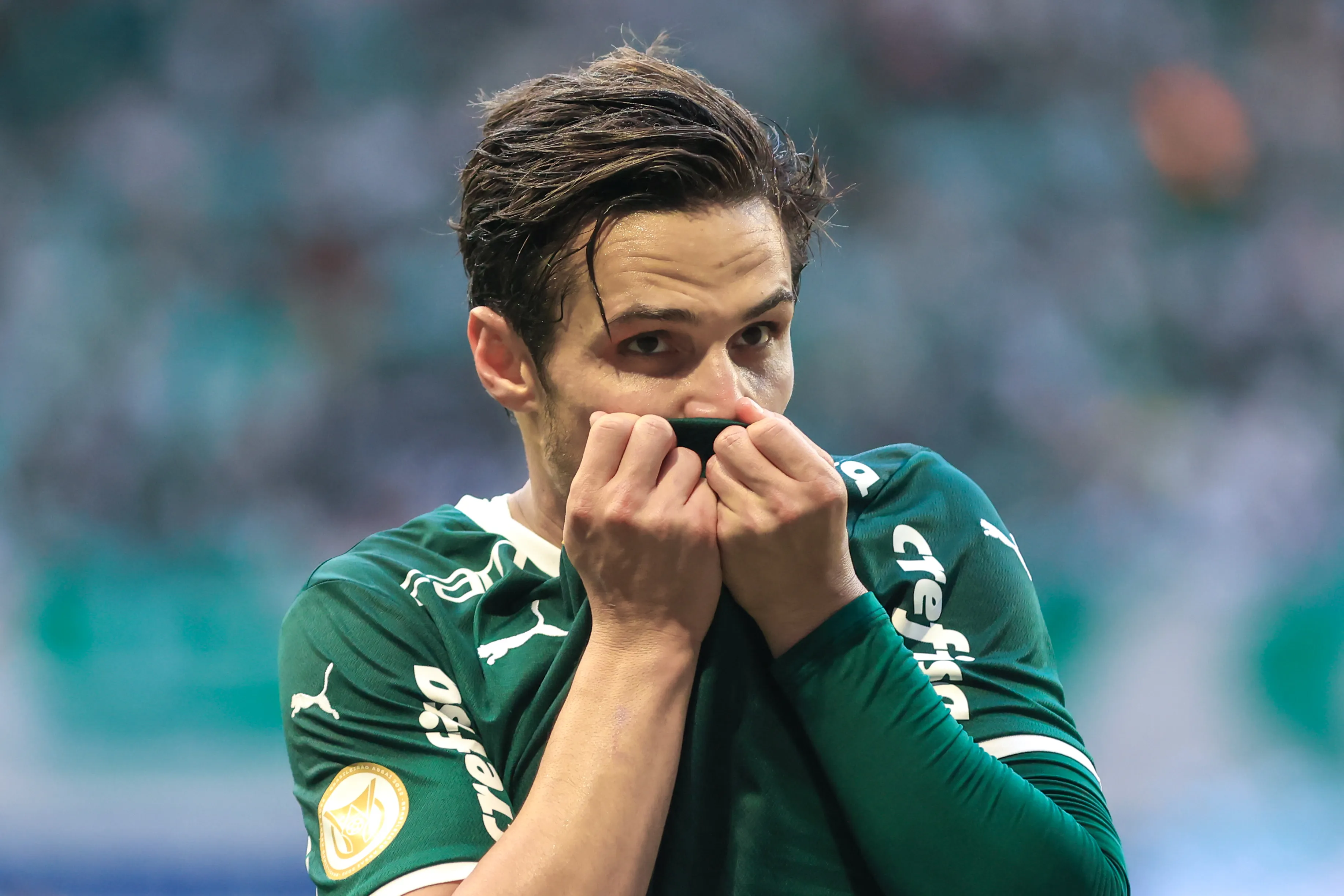 SP – Sao Paulo – 21/08/2022 – BRASILEIRO A 2022, PALMEIRAS X FLAMENGO – Raphael Veiga jogador do Palmeiras comemora seu gol durante partida contra o Flamengo no estadio Arena Allianz Parque pelo campeonato Brasileiro A 2022. Foto: Marcello Zambrana/AGIF