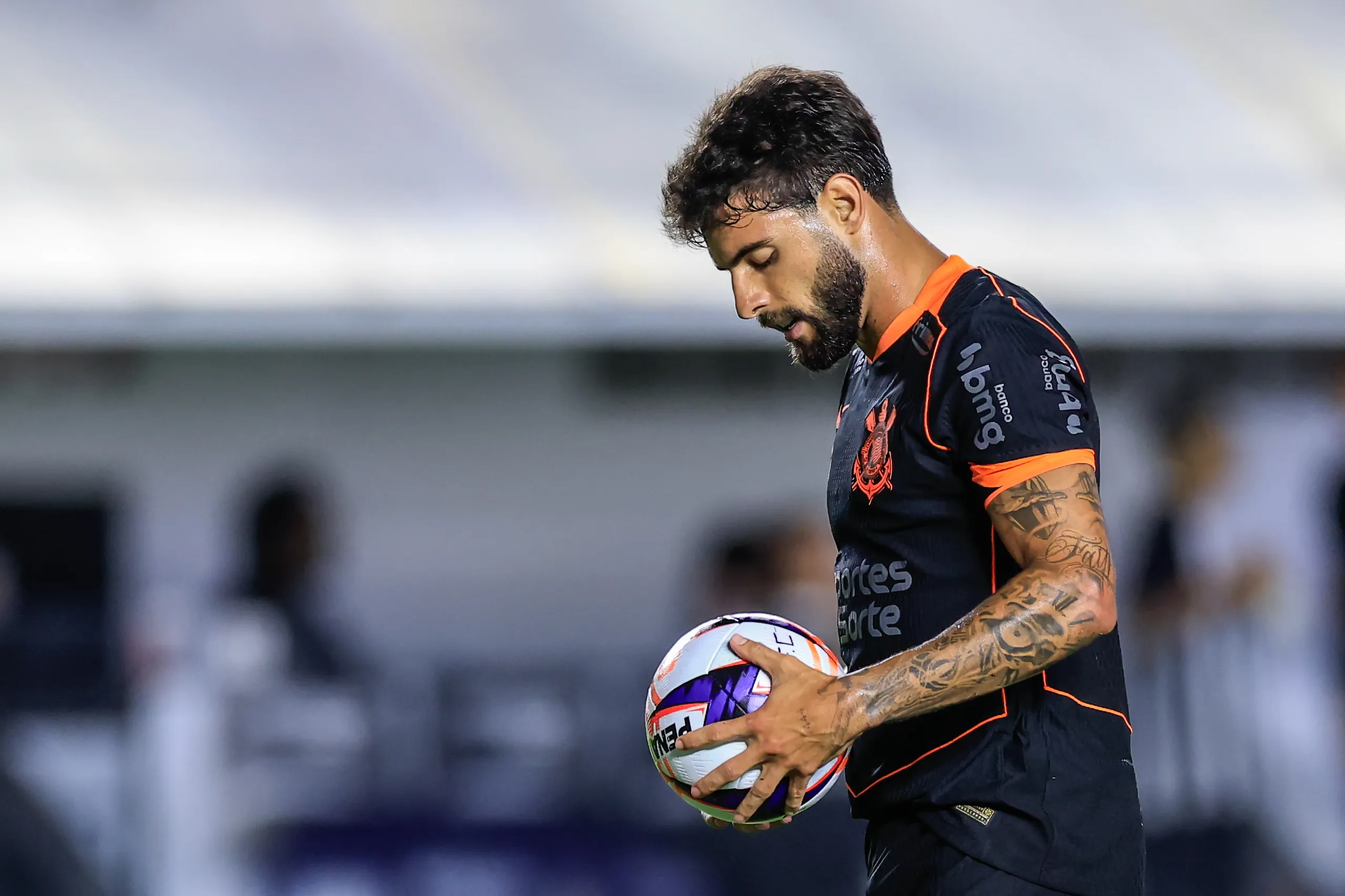 Yuri Alberto jogador do Corinthians durante partida contra o Santos no estadio Vila Belmiro pelo campeonato Paulista 2026. Foto: Marcello Zambrana/AGIF