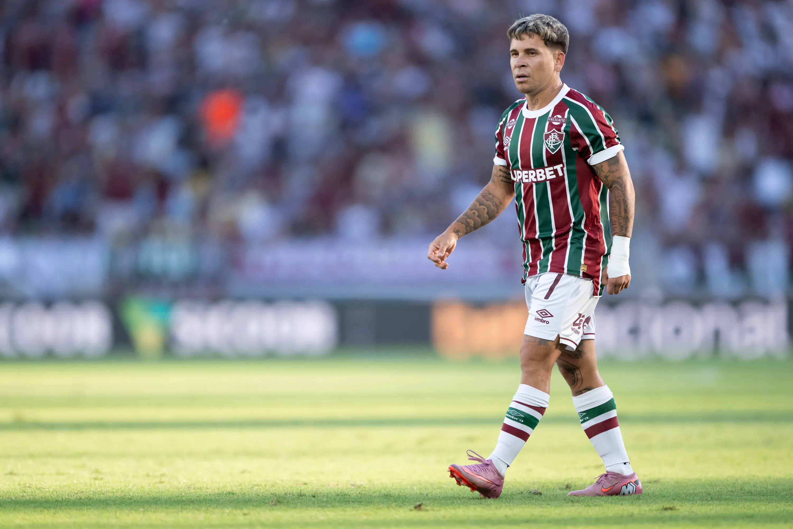 Soteldo jogador do Fluminense durante partida contra o Bahia no estadio Maracana pelo campeonato Brasileiro A 2025. Foto: Jorge Rodrigues/AGIF