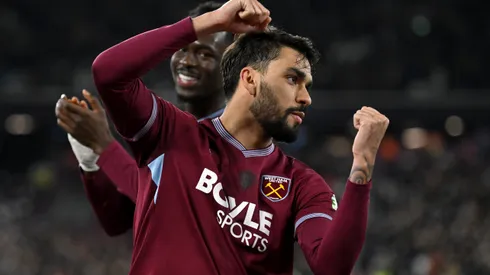 Lucas Paqueta of West Ham United celebrates scoring his team's second goal from the penalty spot during the Premier League match between West Ham United and Brighton & Hove Albion at London Stadium on December 30, 2025 in London, England. (Photo by Mike Hewitt/Getty Images)