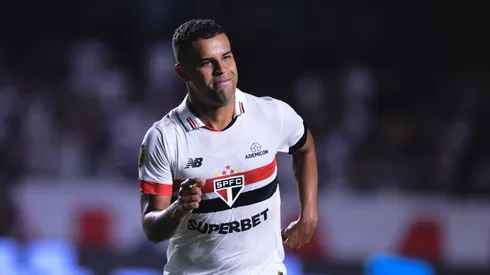 Alisson jogador do São Paulo comemora seu gol durante partida contra o Palmeiras no estádio Morumbi pelo campeonato Paulista 2024. Foto: Ettore Chiereguini/AGI