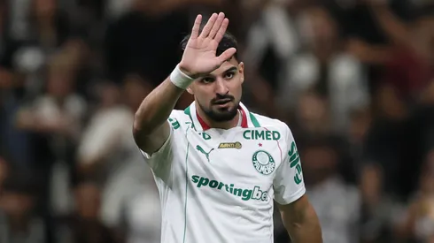 Flaco Lopez jogador do Palmeiras lamenta durante partida contra o Atletico no estadio Arena MRV pelo campeonato Brasileiro A 2026. Foto: Gilson Lobo/AGIF