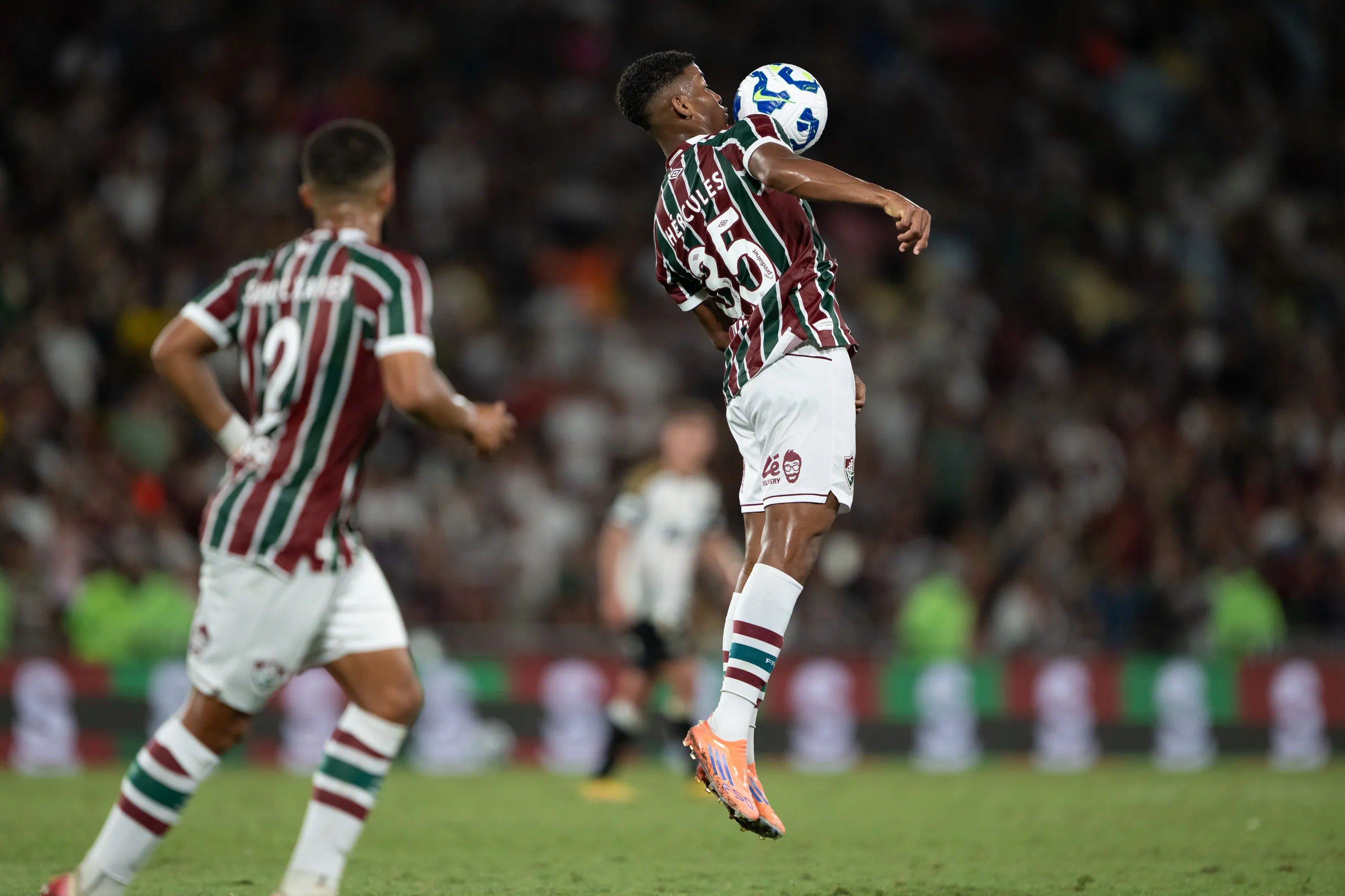 Hercules jogador do Fluminense durante partida contra o Atletico-MG no estadio Maracana pelo campeonato Brasileiro A 2025. Foto: Jorge Rodrigues/AGIF