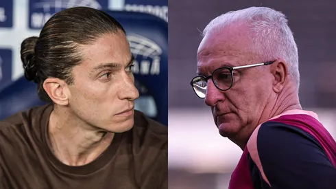 Montagem com Filipe Luís (E), técnico do Flamengo, com Dorival Júnior (D), técnico do Corinthians. Fotos: Thiago Ribeiro e Fabio Giannelli/AGIF