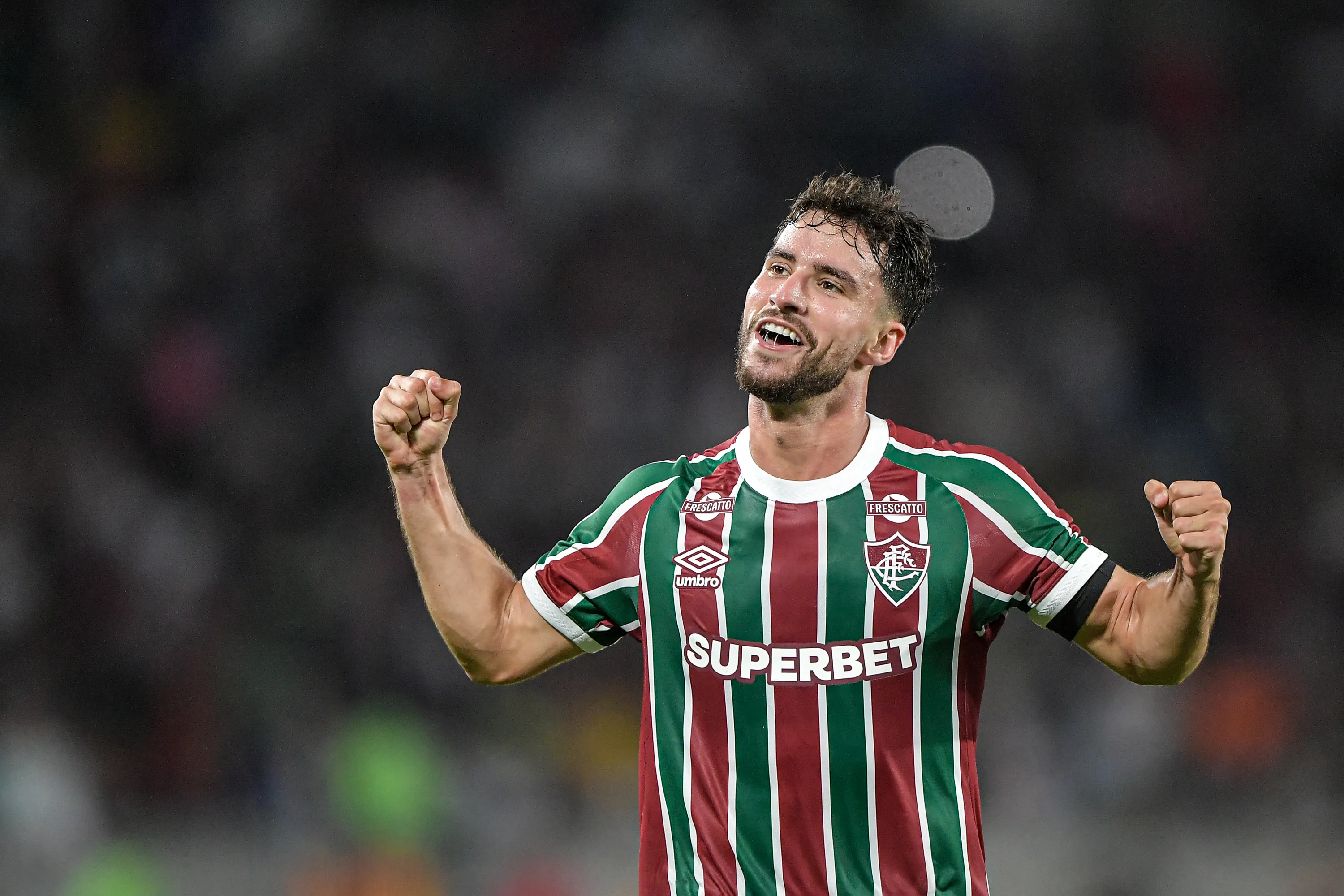 RJ – RIO DE JANEIRO – 19/08/2025 – COPA LIBERTADORES 2025, FLUMINENSE X AMERICA DE CALI – Martinelli jogador do Fluminense comemora seu gol durante partida contra o America de Cali no estadio Maracana pelo campeonato Copa Libertadores 2025. Foto: Thiago Ribeiro/AGIF