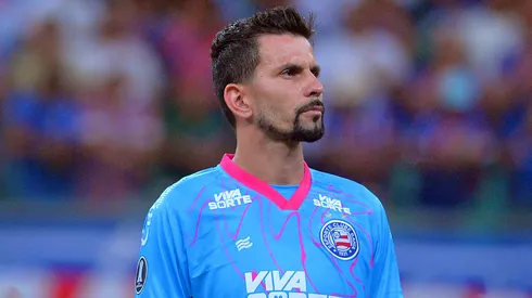 Marcos Felipe, jogador do Bahia durante partida contra o Boston River no estádio Arena Fonte Nova pelo campeonato Copa Libertadores 2025. Foto: Walmir Cirne/AGIF