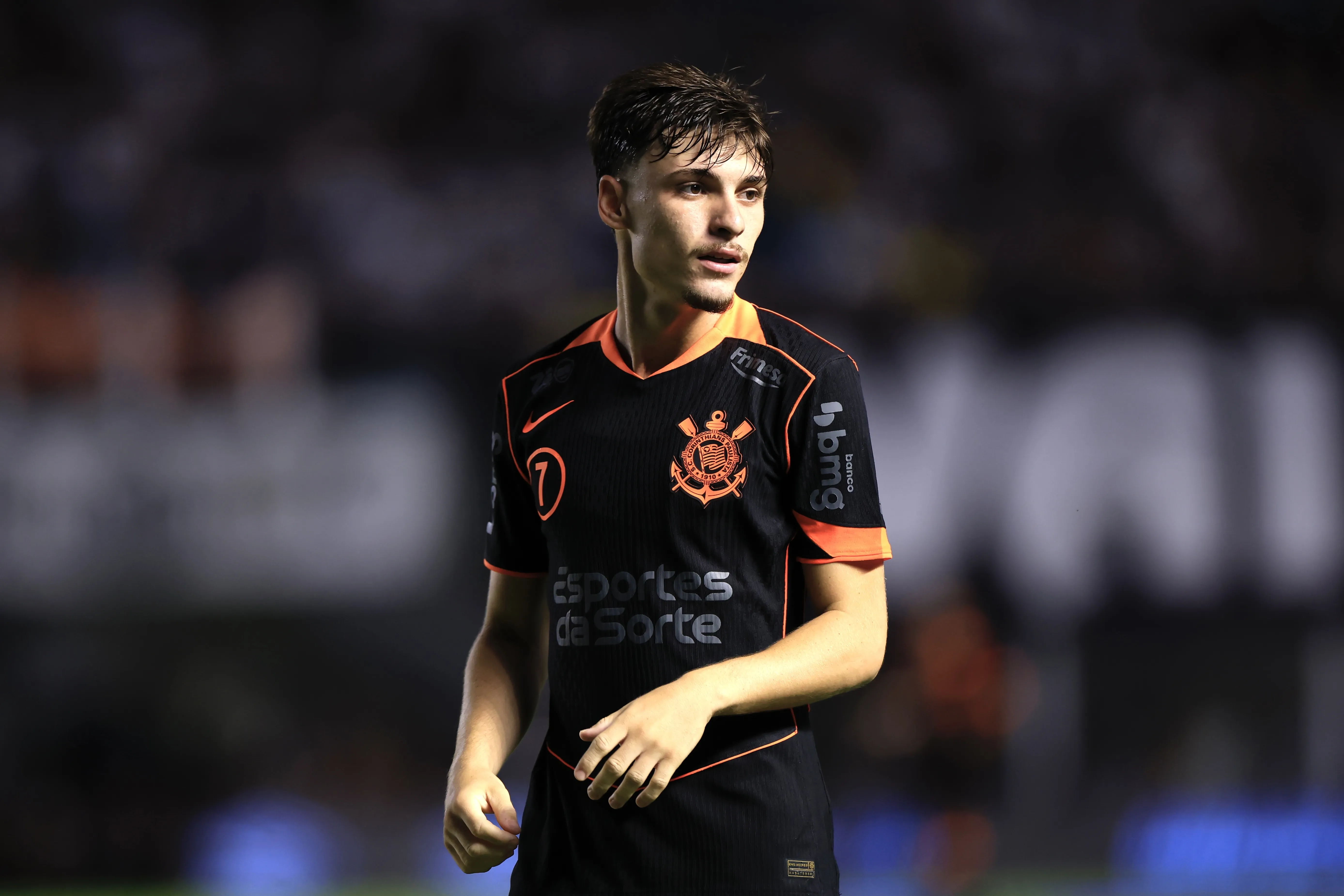 SP – SANTOS – 22/01/2026 – PAULISTA 2026, SANTOS X CORINTHIANS – Breno Bidon jogador do Corinthians durante partida contra o Santos no estadio Vila Belmiro pelo campeonato Paulista 2026. Foto: Marcello Zambrana/AGIF