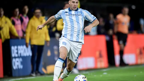 Juan Ignacio Nardoni of Racing Club runs with the ball during the Torneo Clausura Betano semifinal match between Boca Juniors and Racing Club at Estadio Alberto J. Armando on December 7, 2025 in Buenos Aires, Argentina. (Photo by Marcelo Endelli/Getty Images)