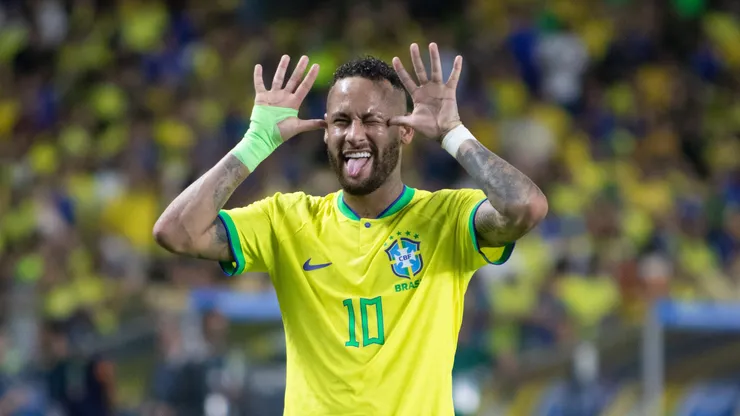 Neymar jogador do Brasil comemora seu gol durante partida contra o Bolívia no estádio Mangueirão pelo campeonato Eliminatórias Copa Do Mundo 2026. Foto: Fernando Torres/AGIF