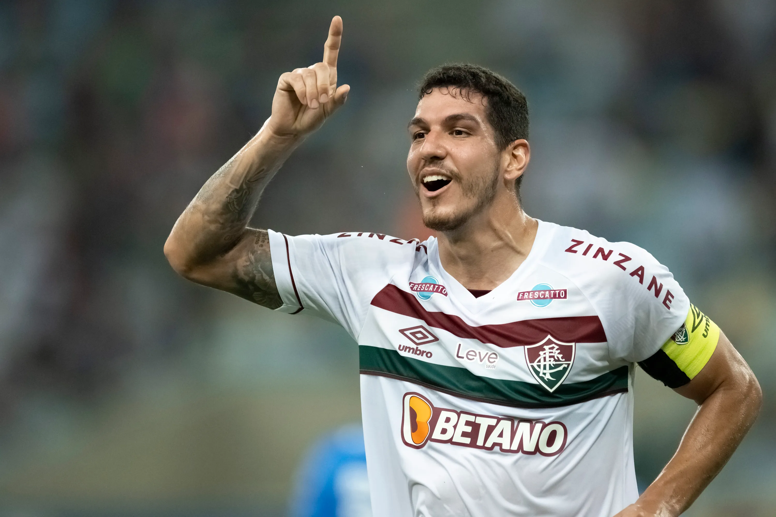 RJ – RIO DE JANEIRO – 12/04/2023 – COPA DO BRASIL 2023, FLUMINENSE X PAYSANDU – Nino jogador do Fluminense comemora seu gol durante partida contra o Paysandu no estadio Maracana pelo campeonato Copa do Brasil 2023. Foto: Jorge Rodrigues/AGIF