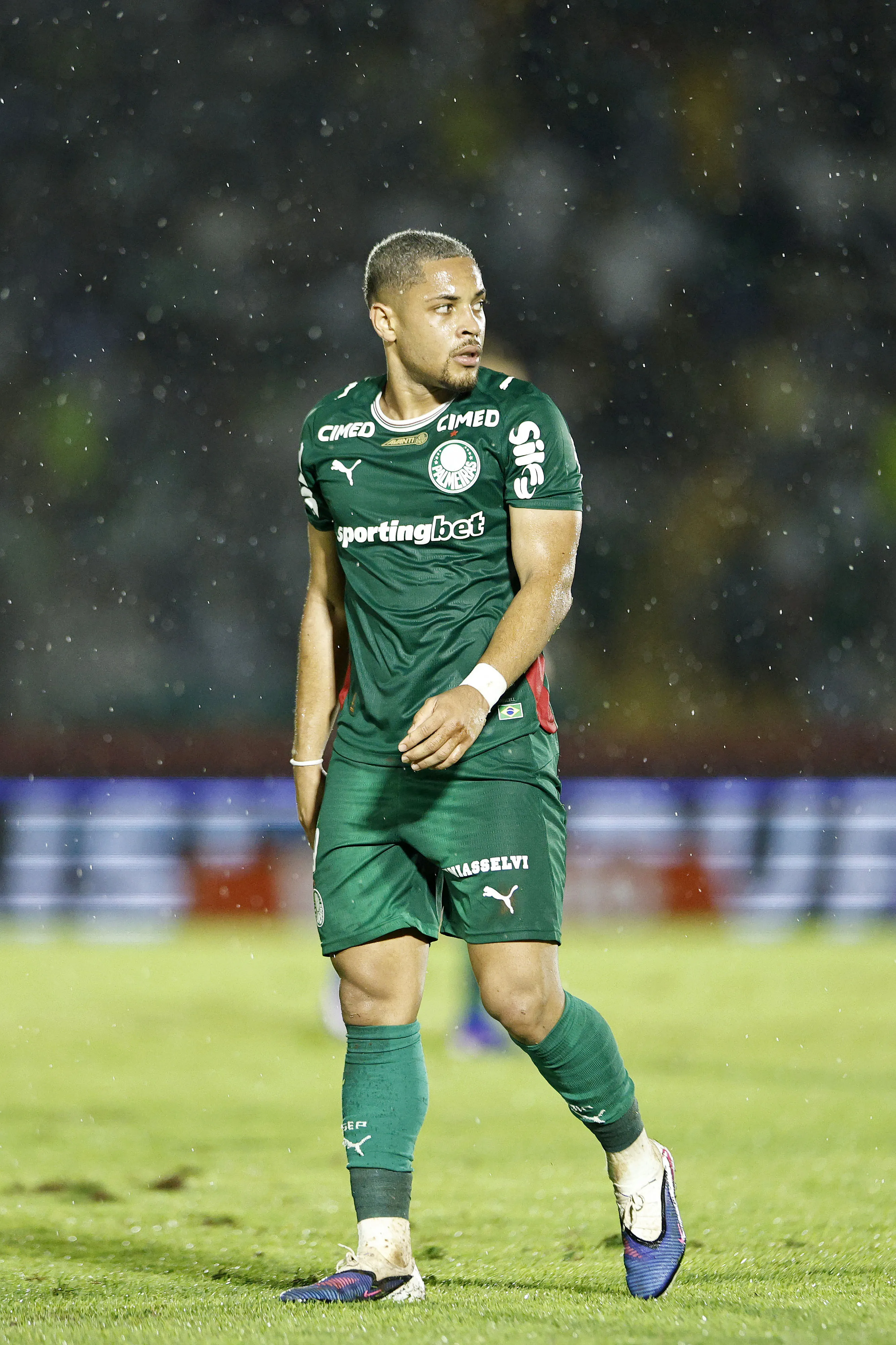 Vitor Roque jogador do Palmeiras durante partida contra o Botafogo-SP no estadio Santa Cruz pelo campeonato Paulista 2026. Foto: Thiago Calil/AGIF