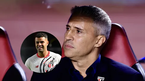 Crespo técnico do São Paulo durante partida contra o Santos / Alisson jogador do São Paulo durante aquecimento antes da partida contra o Santos (Imagem: Marcello Zambrana/AGIF/ Jota Erre/AGIF)
