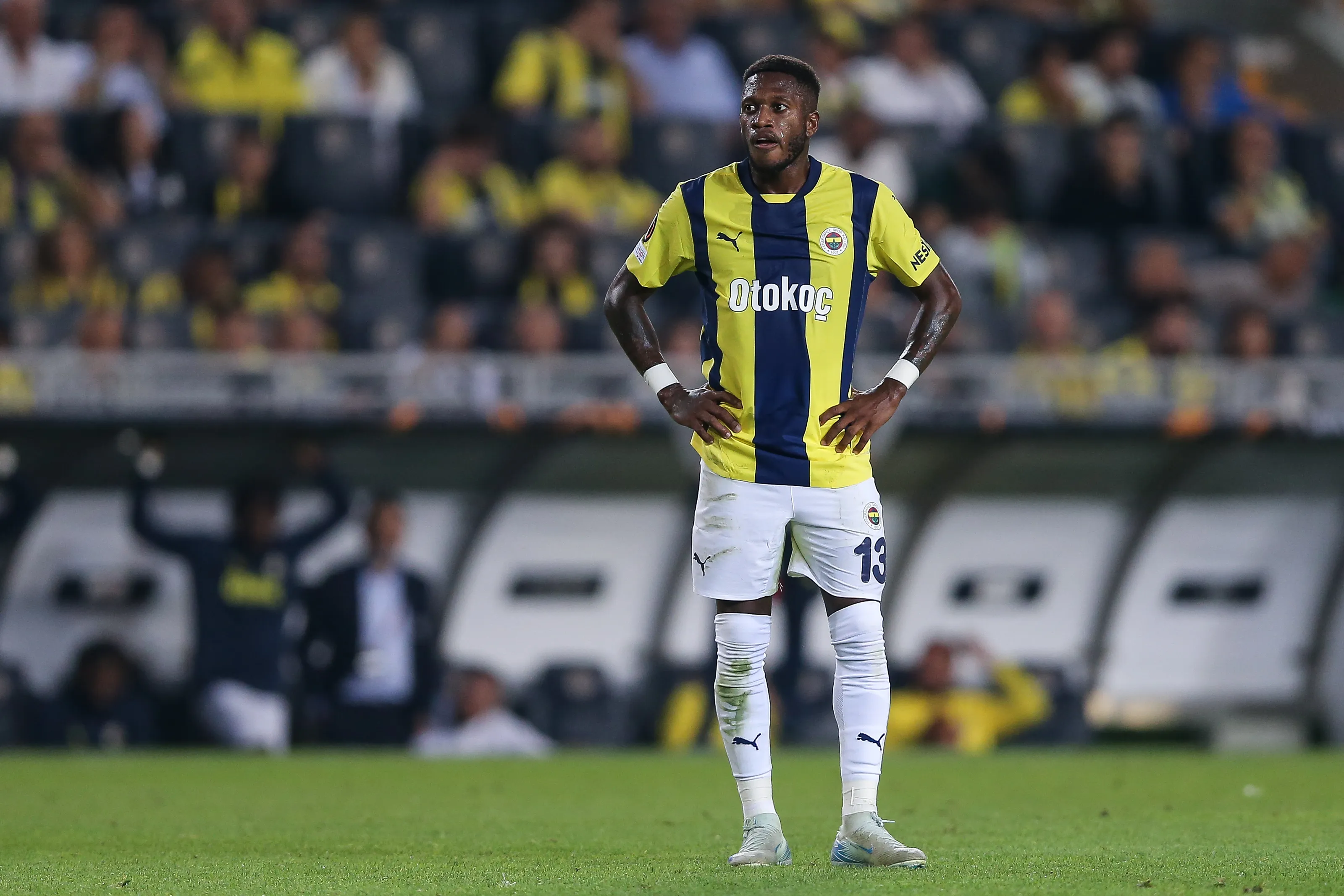 ISTANBUL, TURKEY – September 26: Fred of Fenerbahce looks on during the UEFA Europa League 2024/25 League Phase MD1 match between Fenerbahce SK and R. Union Saint-Gilloise at Ulker Stadium on September 26, 2024 in Istanbul, Turkey. (Photo by Ahmad Mora/Getty Images)