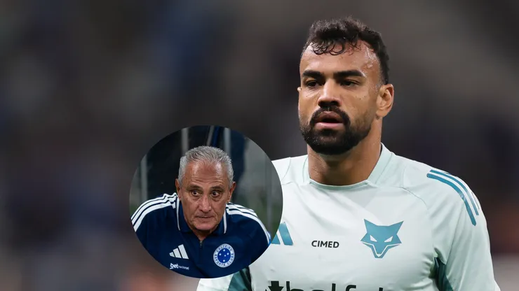 Fabrício Bruno jogador do Cruzeiro durante aquecimento antes da partida contra o Fortaleza/ Tite técnico do Cruzeiro durante partida contra o Coritiba (Imagem; Gilson Lobo/AGIF/ Alessandra Torres/AGIF)