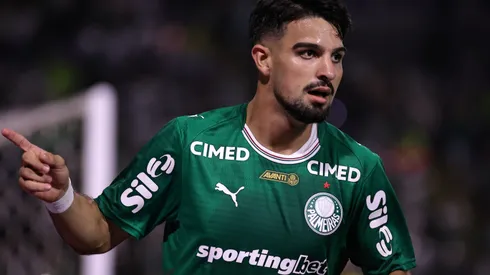 SP – BARUERI – 17/01/2026 – PAULISTA 2026, PALMEIRAS X MIRASSOL – Flaco Lopez jogador do Palmeiras comemora seu gol durante partida contra o Mirassol no estadio Arena Barueri pelo campeonato Paulista 2026.  Foto: Fabio Giannelli/AGIF
