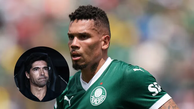 Paulinho, camisa #10 do Palmeiras, observa durante a partida das oitavas de final do Mundial de Clubes da FIFA 2025 entre SE Palmeiras e Botafogo/Abel Ferreira técnico do Palmeiras durante partida contra o Corinthians (Imagem: Francois Nel/Getty Images/ Marcello Zambrana/AGIF)