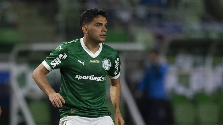 Bruno Rodrigues jogador do Palmeiras durante partida contra o Internacional no estadio Arena Allianz Parque pelo campeonato Brasileiro A 2025.
