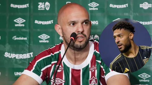 Mattheus Montenegro durante eleição para presidente, na sede das Laranjeiras. (Foto: Marcelo Gonçalves / Fluminense FC) e Bouanga nos playoffs da MLS Cup de 2025, em 22 de novembro de 2025, em Vancouver, Colúmbia Britânica. (Foto de Jeff Vinnick/Getty Images)
