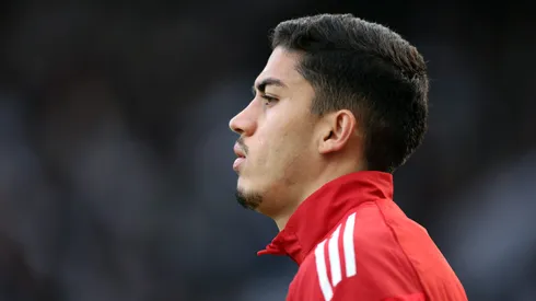 Jair Cunha of Nottingham Forest looks on prior to the Premier League match between Newcastle United and Nottingham Forest at St James' Park on October 05, 2025 in Newcastle upon Tyne, England. 

