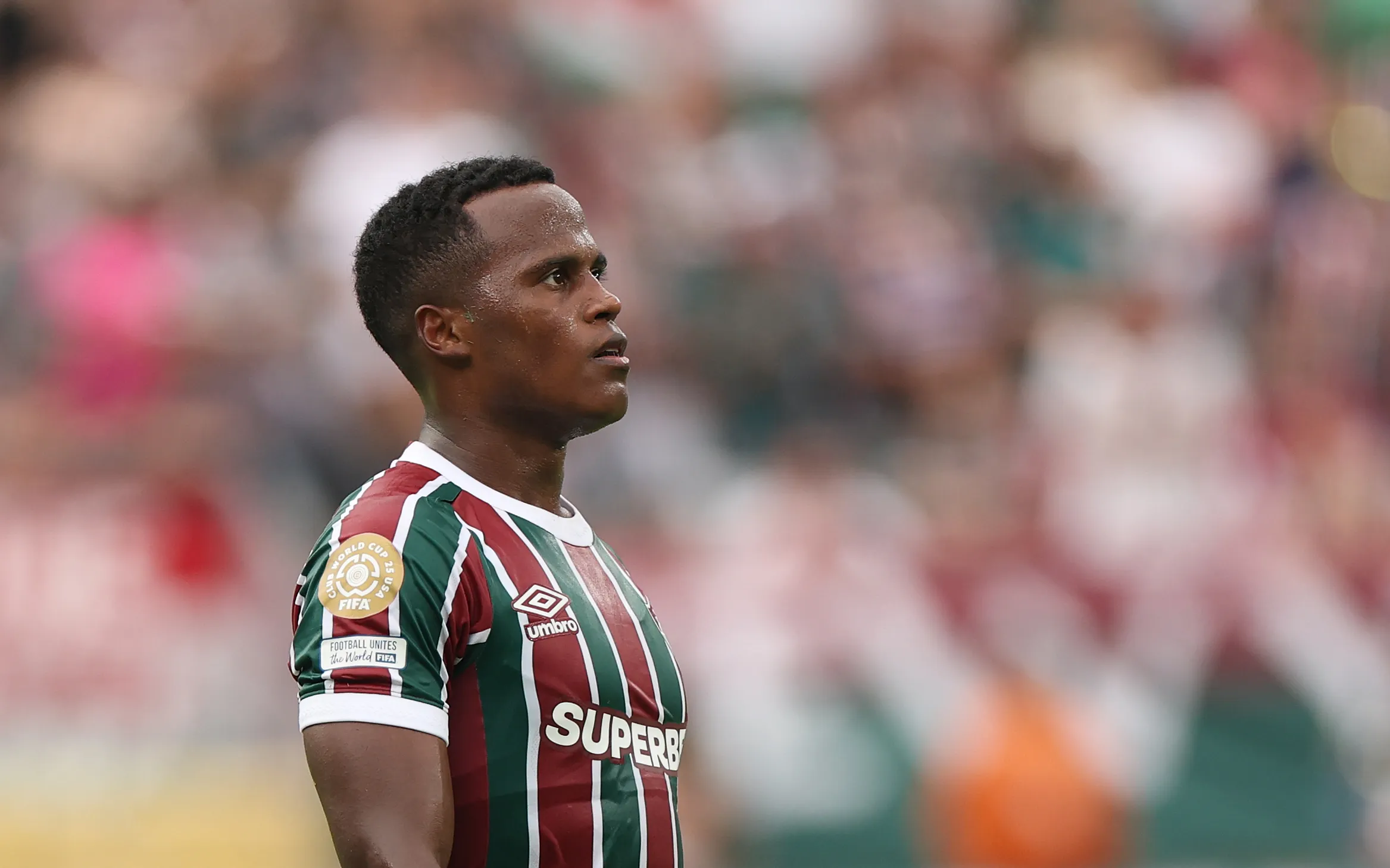 EAST RUTHERFORD, NEW JERSEY – JUNE 21: Jhon Arias #21 of Fluminense FC looks on during the FIFA Club World Cup 2025 group F match between Fluminense FC and Ulsan HD FC at MetLife Stadium on June 21, 2025 in East Rutherford, New Jersey. (Photo by Francois Nel/Getty Images)