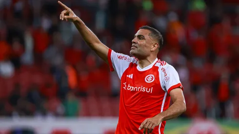 Gabriel Mercado jogador do Internacional comemora seu gol durante partida contra o Cuiaba no estadio Beira-Rio pelo campeonato Brasileiro A 2024.