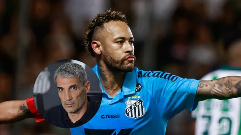 Neymar jogador do Santos comemora seu gol durante partida contra o Juventude/SANTOS – 15/02/2026 – PAULISTA 2026, SANTOS X VELO CLUBE – Juan P. Vojvoda técnico do Santos durante partida contra o Velo Clube (Imagem: Luiz Erbes/AGIF/ Jota Erre/AGIF)