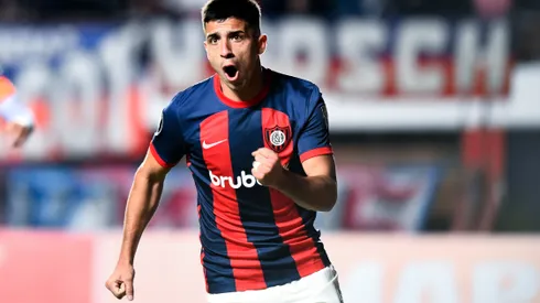 BUENOS AIRES, ARGENTINA – MAY 9: Alexis Cuello of San Lorenzo celebrates after scoring the team's first goal during the Copa CONMEBOL Libertadores 2024 Group F match between San Lorenzo and Independiente del Valle at Pedro Bidegain Stadium on May 9, 2024 in Buenos Aires, Argentina. (Photo by Rodrigo Valle/Getty Images)
