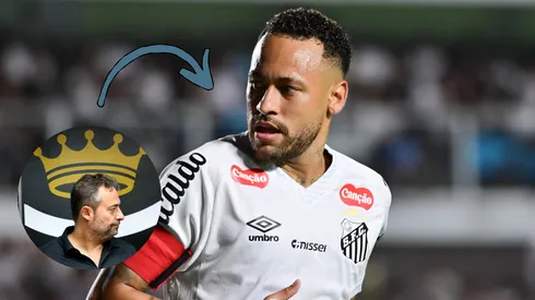Neymar Jr. jogador do Santos durante partida contra o Velo Clube no estádio Vila Belmiro pelo campeonato Paulista 2026. Executivo de futebol Alexandre Mattos durante sua apresentação oficial Foto: Jota Erre/AGIF e Mauricio De Souza/AGIF