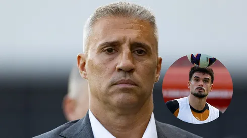 Hernán Crespo técnico do São Paulo durante partida contra o Bragantino/ Cauly em treino (Imagem: Joisel Amaral/AGIF/ Rubens Chiri / São Paulo FC)