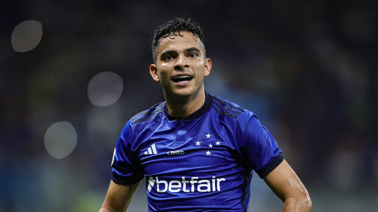 Bruno Rodrigues jogador do Cruzeiro comemora seu gol durante partida contra o Bahia no estádio Mineirão pelo campeonato Brasileiro A 2023. Foto: Gilson Lobo/AGIF