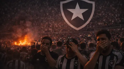O incêndio aconteceu nas arquibancadas do Estádio Nilton Santos. Foto: Gerada por IA