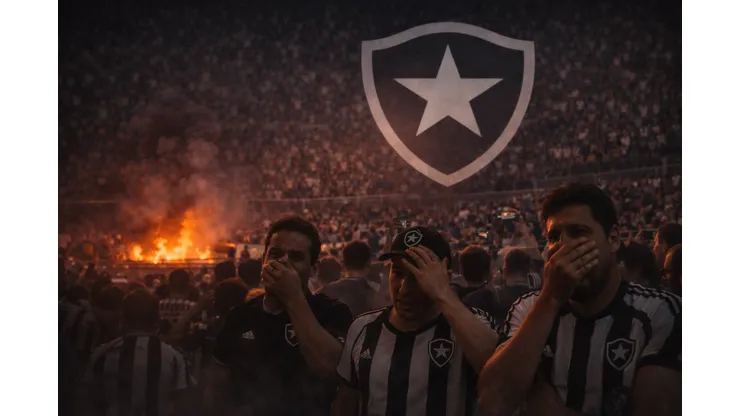 O incêndio aconteceu nas arquibancadas do Estádio Nilton Santos. Foto: Gerada por IA